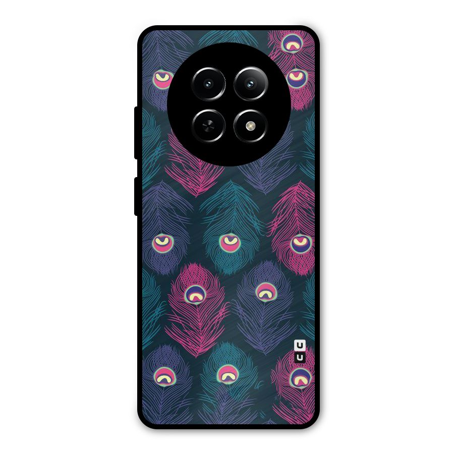 Feathers Patterns Metal Back Case for Realme 12x 5G