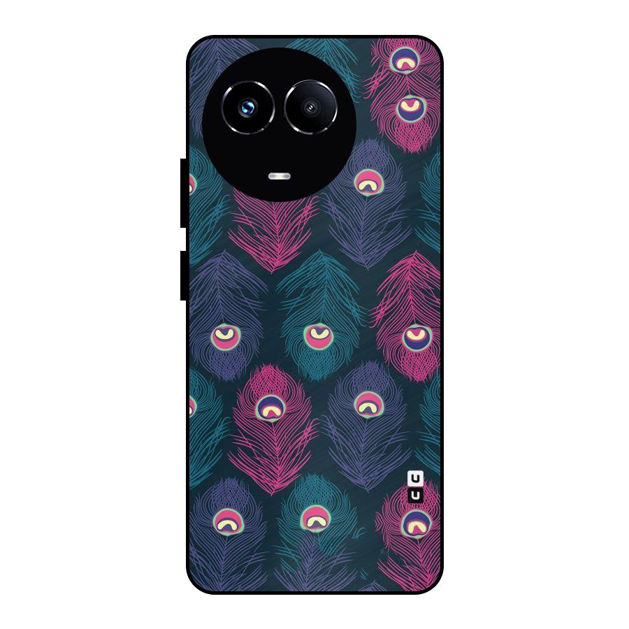 Feathers Patterns Metal Back Case for Realme Narzo 60X