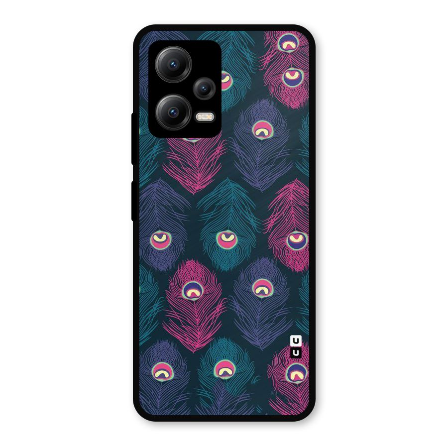 Feathers Patterns Metal Back Case for Redmi Note 12 5G