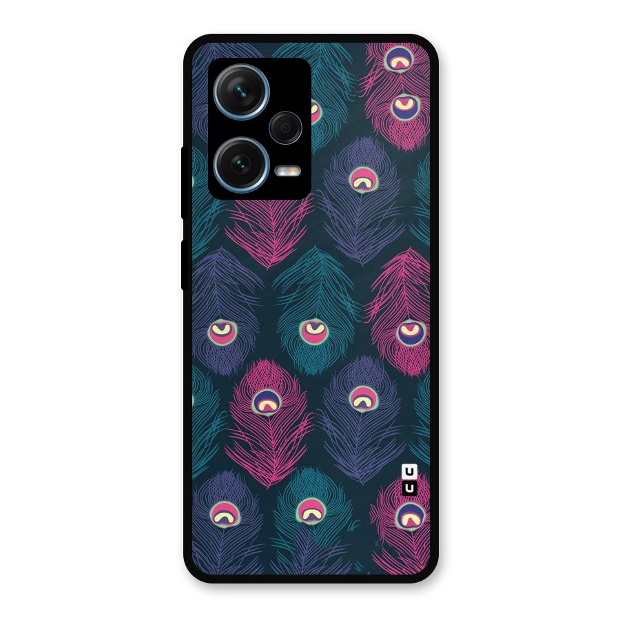 Feathers Patterns Metal Back Case for Redmi Note 12 Pro Plus 5G