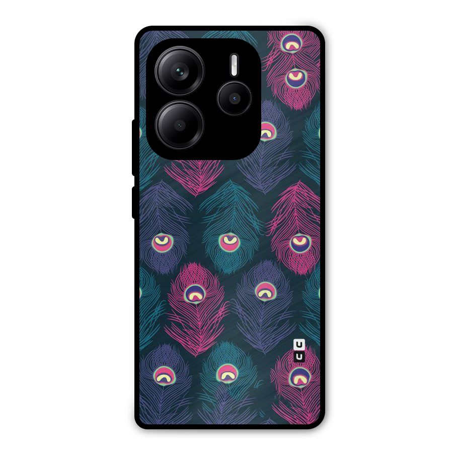 Feathers Patterns Metal Back Case for Redmi Note 14 5G