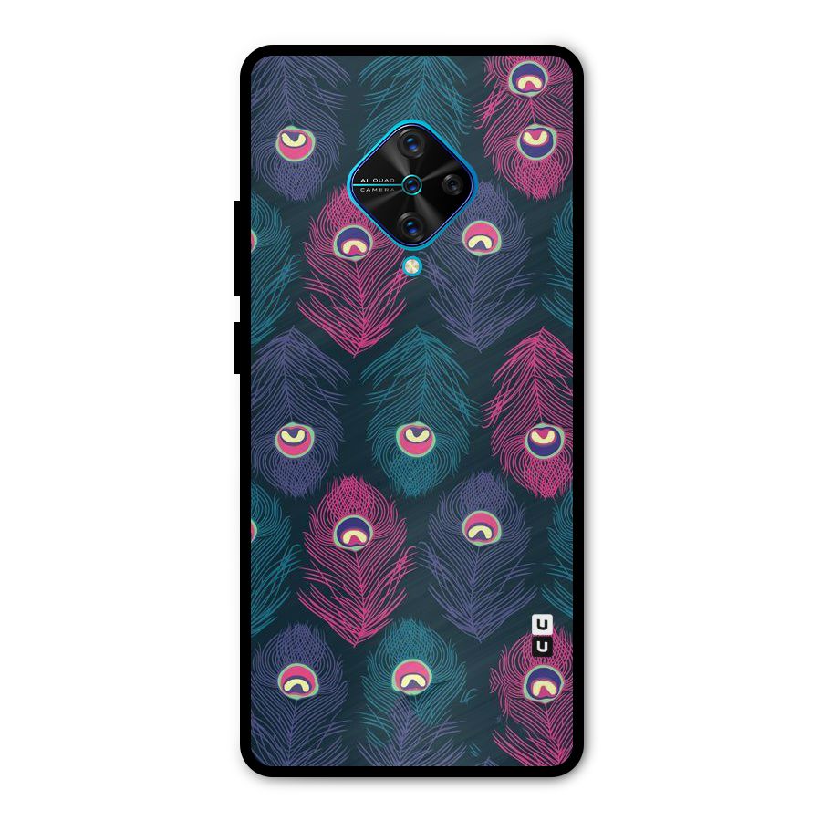 Feathers Patterns Metal Back Case for Vivo S1 Pro