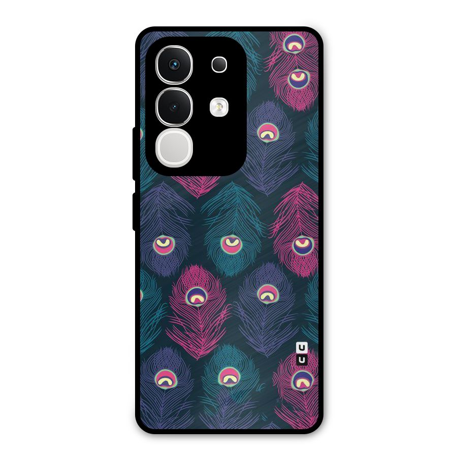 Feathers Patterns Metal Back Case for Vivo T4x