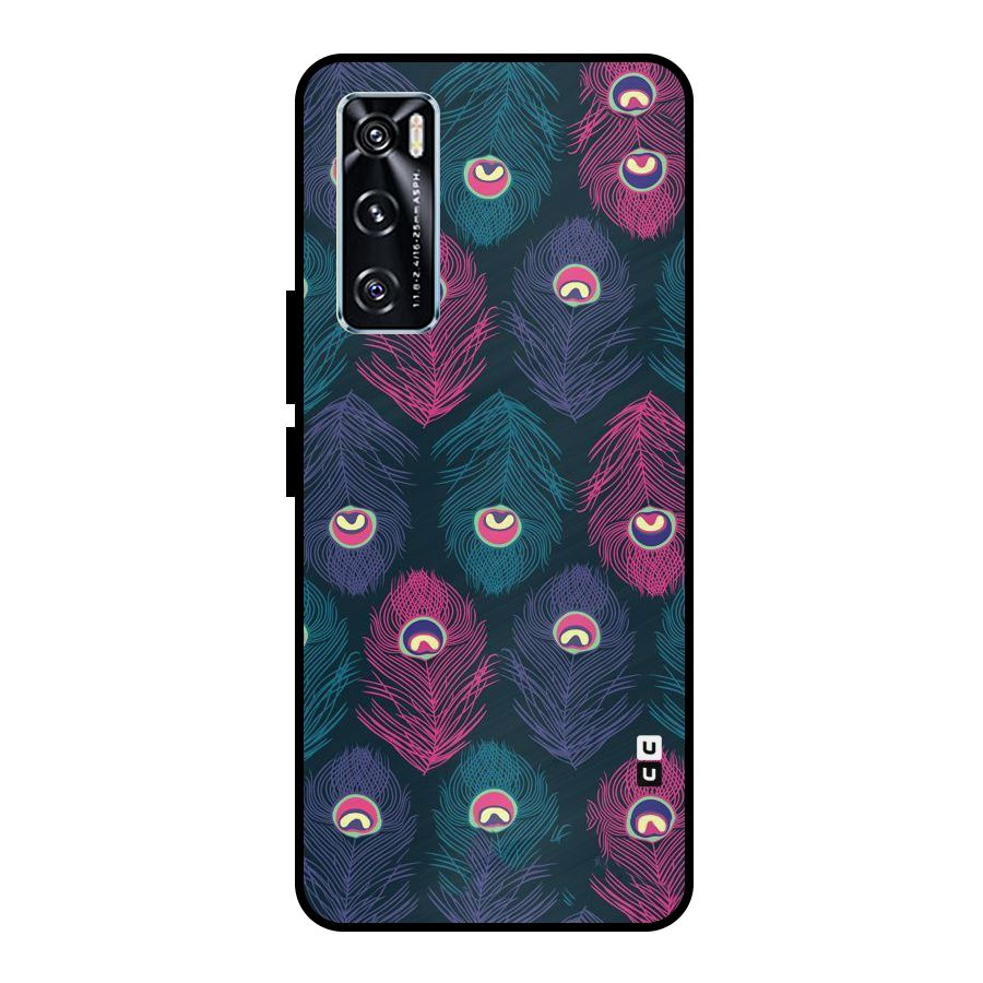 Feathers Patterns Metal Back Case for Vivo V20 SE