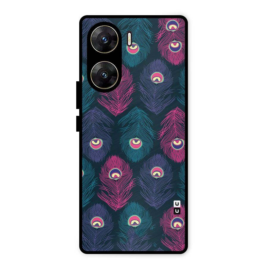 Feathers Patterns Metal Back Case for Vivo V29e