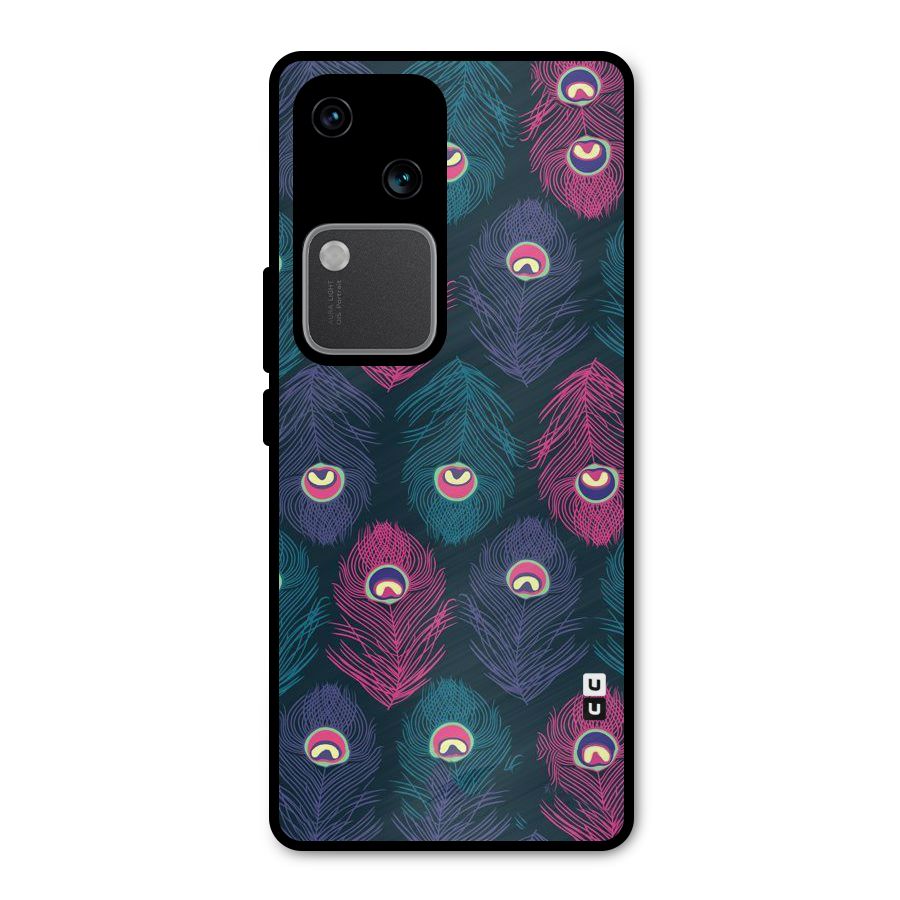 Feathers Patterns Metal Back Case for Vivo V30