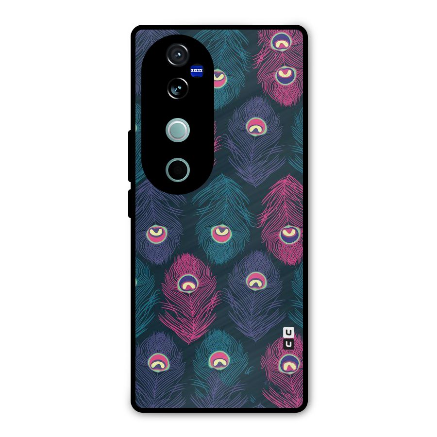 Feathers Patterns Metal Back Case for Vivo V40 Pro