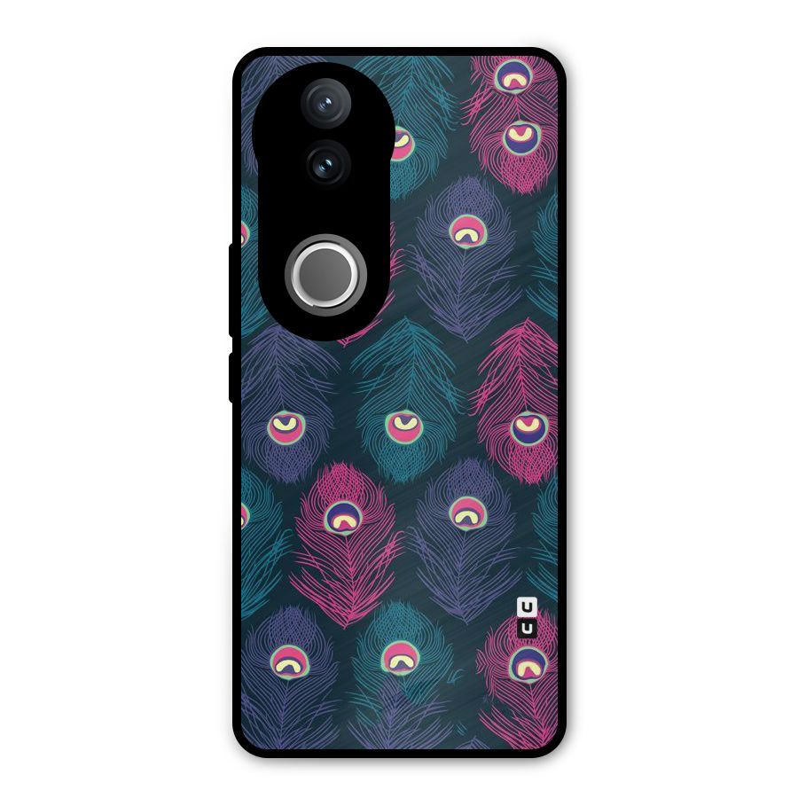 Feathers Patterns Metal Back Case for Vivo V50