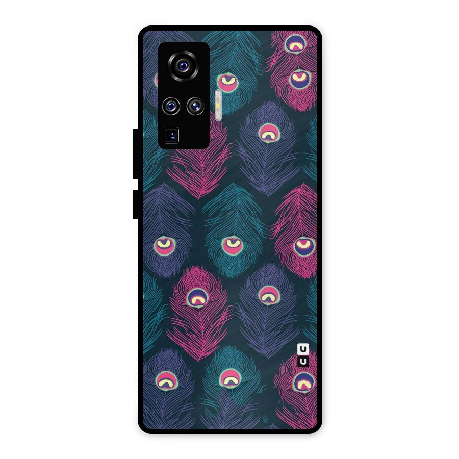 Feathers Patterns Metal Back Case for Vivo X50 Pro
