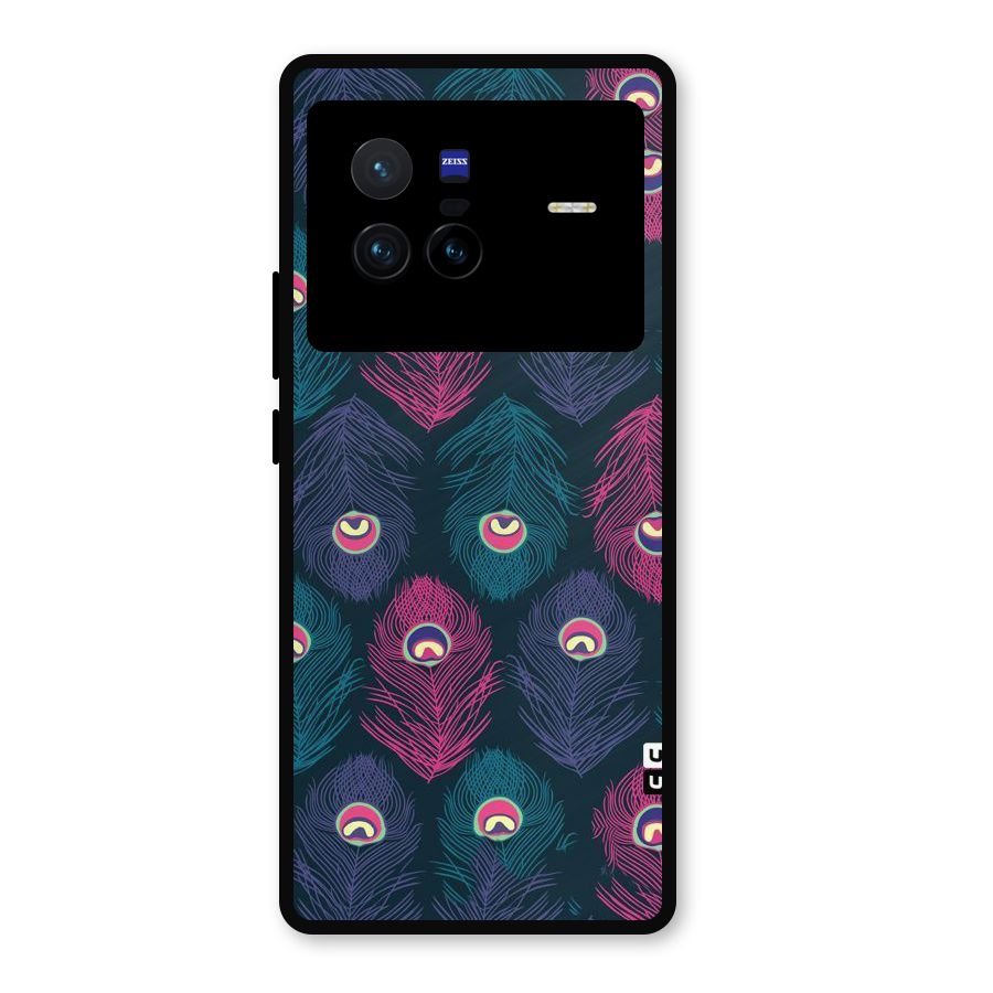 Feathers Patterns Metal Back Case for Vivo X80