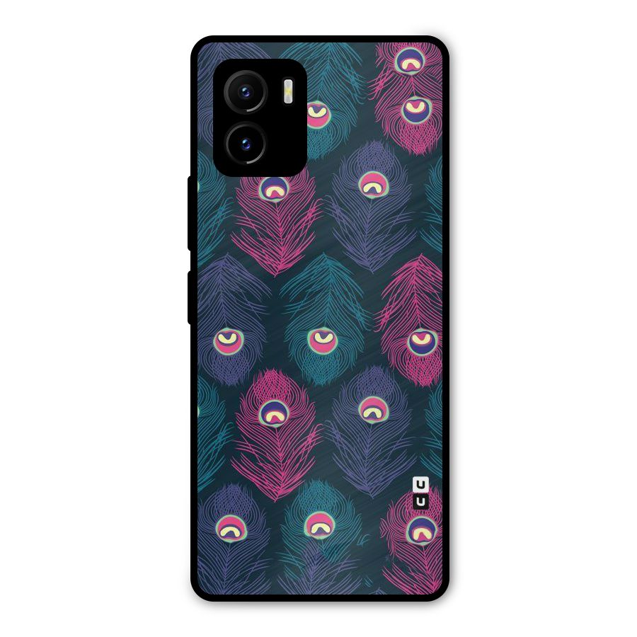 Feathers Patterns Metal Back Case for Vivo Y15s