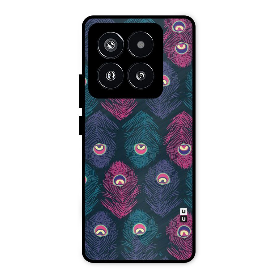 Feathers Patterns Metal Back Case for Xiaomi 14 Pro