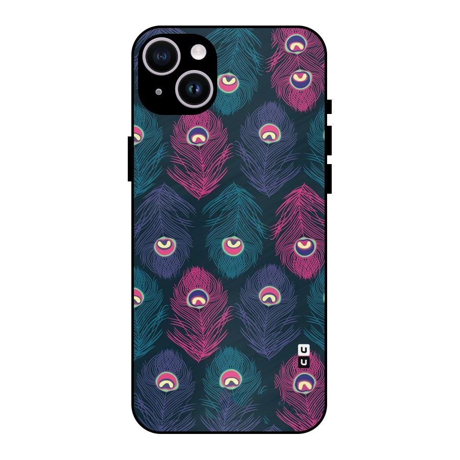 Feathers Patterns Metal Back Case for iPhone 14 Plus