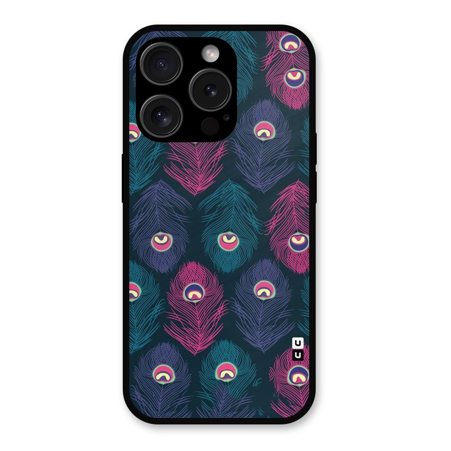Feathers Patterns Metal Back Case for iPhone 15 Pro