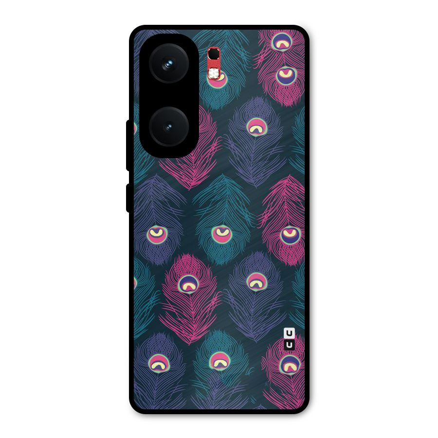 Feathers Patterns Metal Back Case for iQOO Neo 9 Pro