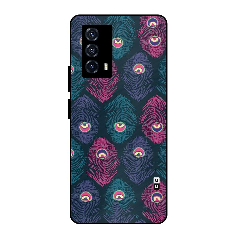 Feathers Patterns Metal Back Case for iQOO Z5