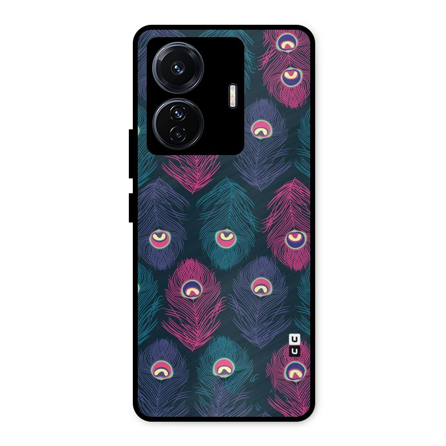 Feathers Patterns Metal Back Case for iQOO Z6
