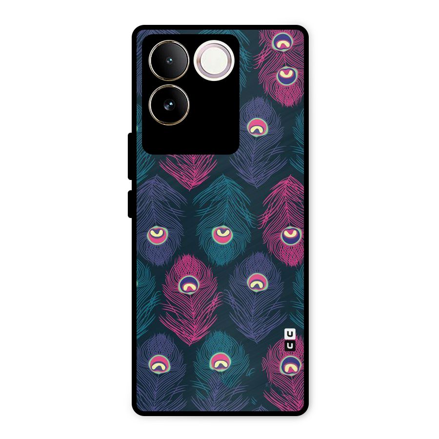 Feathers Patterns Metal Back Case for iQOO Z7 Pro