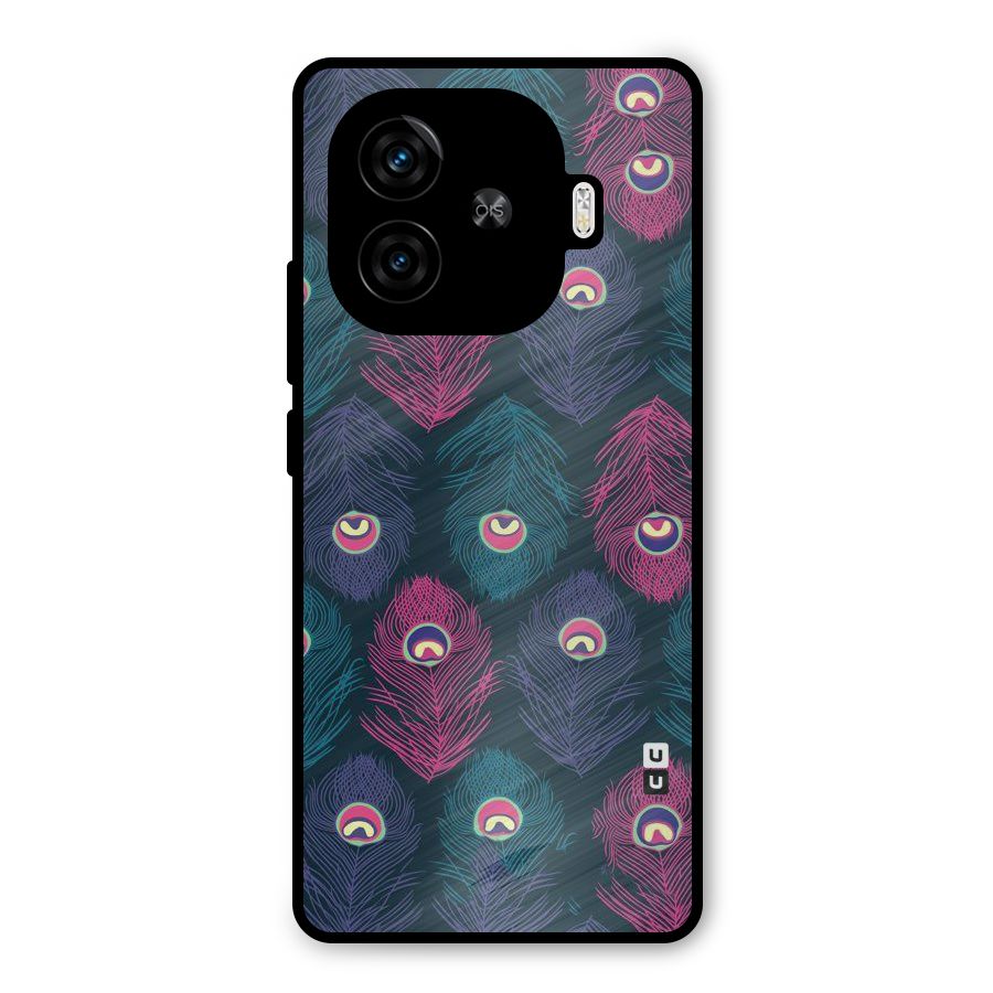 Feathers Patterns Metal Back Case for iQOO Z9 Turbo