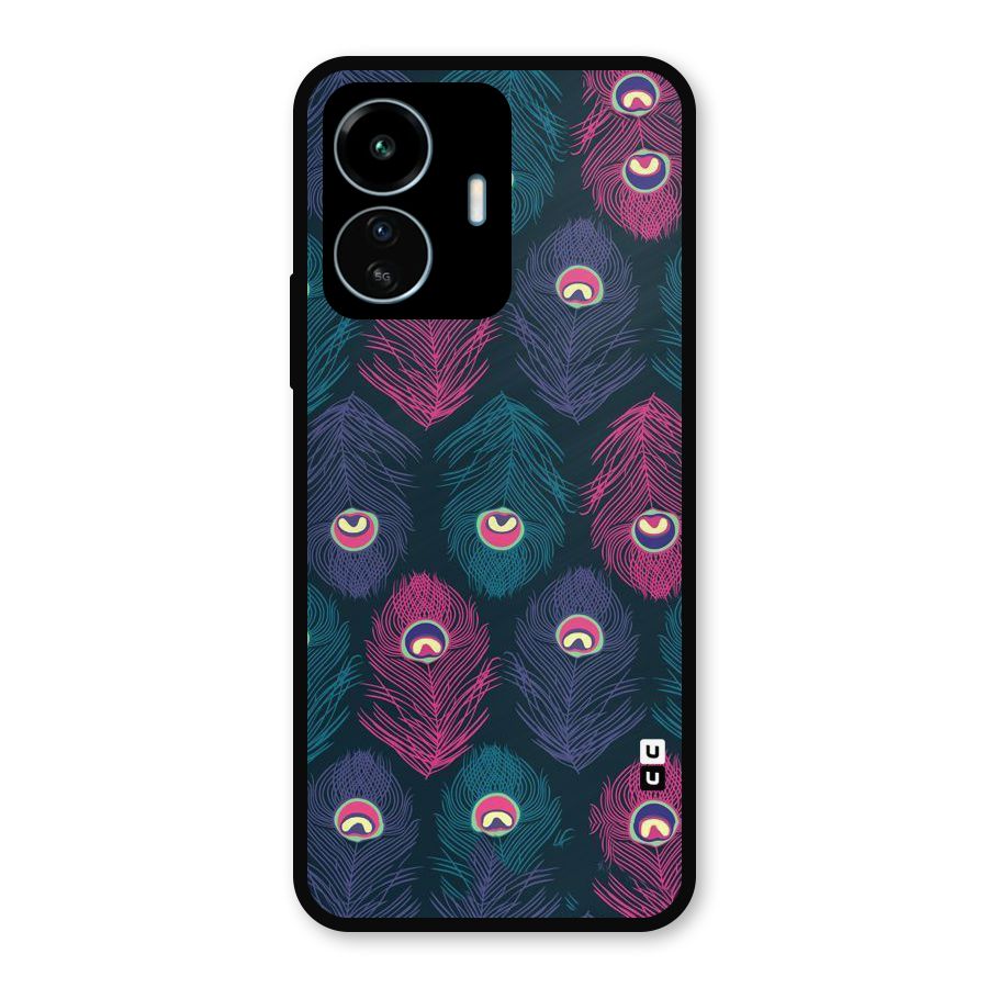 Feathers Patterns Metal Back Case for vivo iQOO Z6 Lite 5G