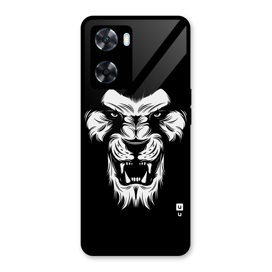 Fierce Lion Digital Art Glass Back Case for Oppo A77s