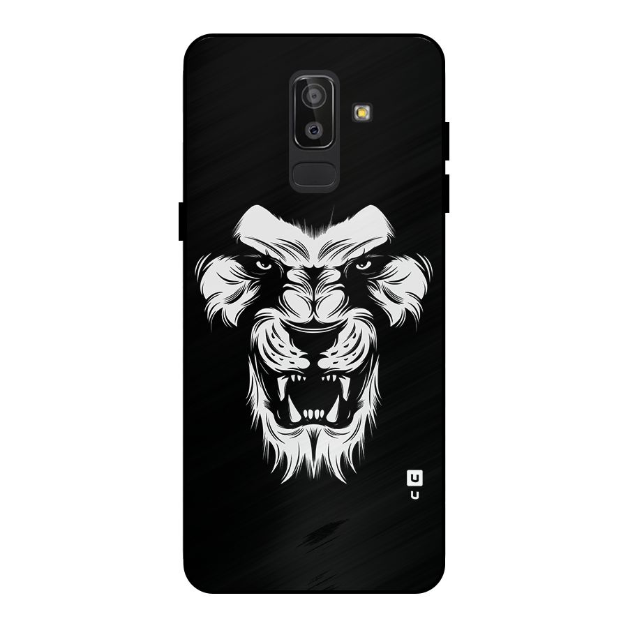 Fierce Lion Digital Art Metal Back Case for Galaxy J8