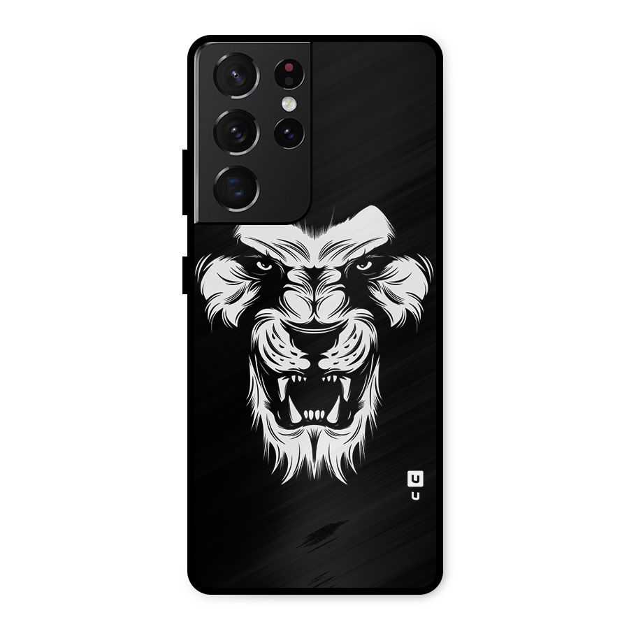 Fierce Lion Digital Art Metal Back Case for Galaxy S21 Ultra 5G