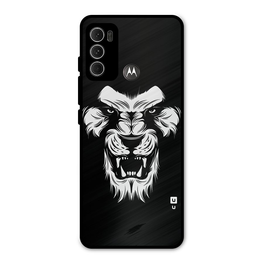 Fierce Lion Digital Art Metal Back Case for Moto G60