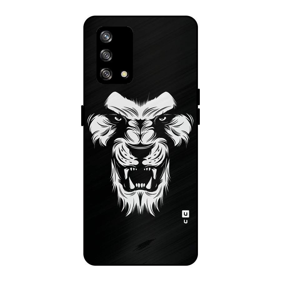 Fierce Lion Digital Art Metal Back Case for Oppo F19