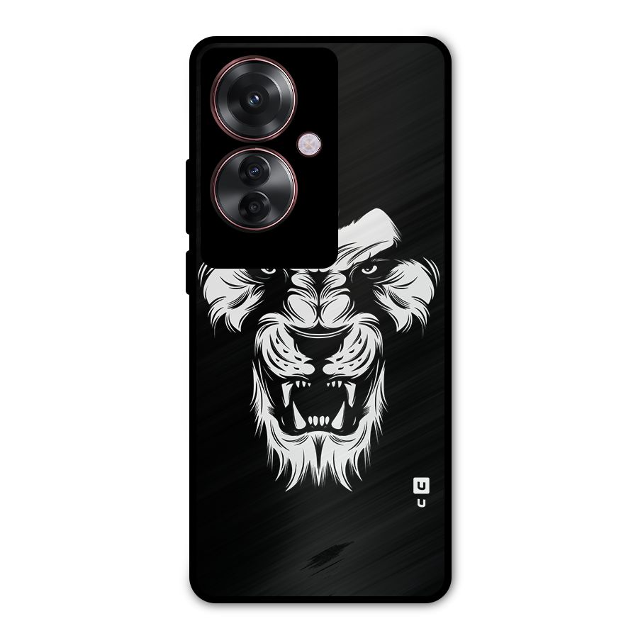 Fierce Lion Digital Art Metal Back Case for Oppo F25 Pro