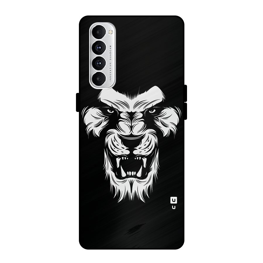 Fierce Lion Digital Art Metal Back Case for Oppo Reno4 Pro