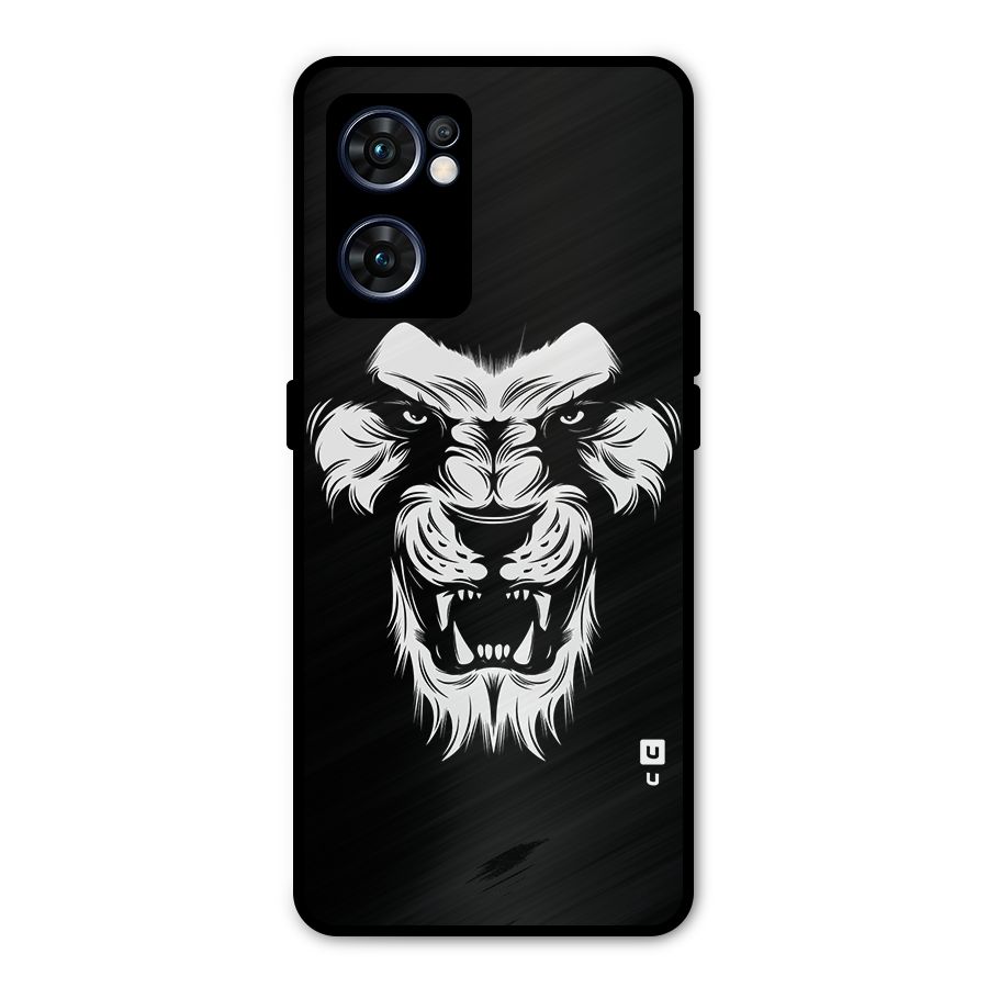 Fierce Lion Digital Art Metal Back Case for Oppo Reno7 5G