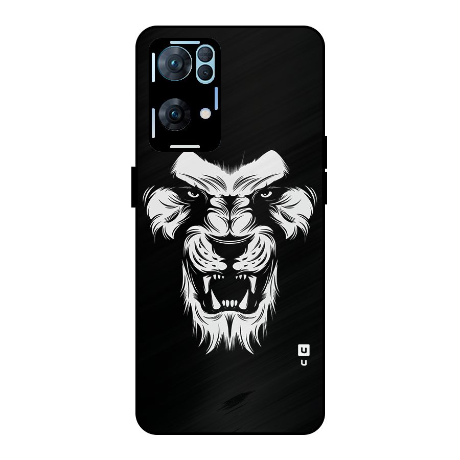 Fierce Lion Digital Art Metal Back Case for Oppo Reno7 Pro 5G