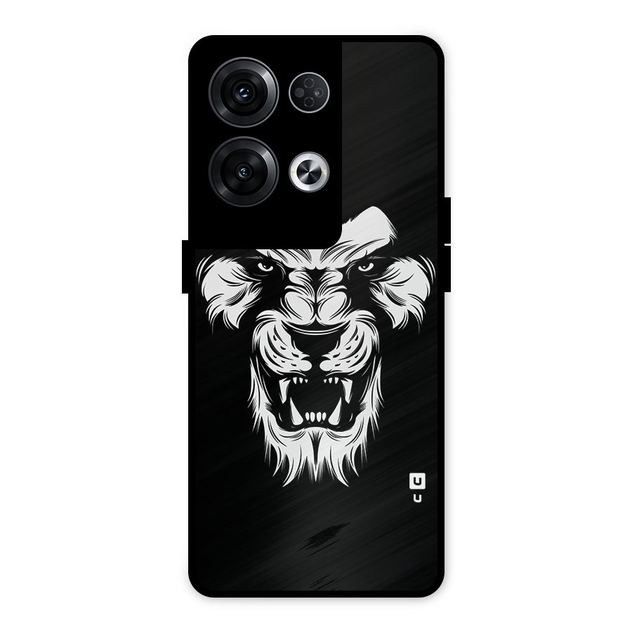 Fierce Lion Digital Art Metal Back Case for Oppo Reno8 Pro 5G