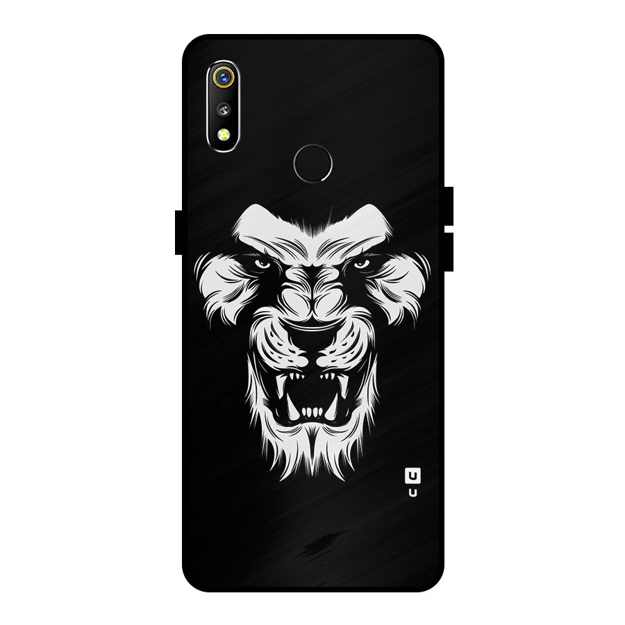 Fierce Lion Digital Art Metal Back Case for Realme 3i
