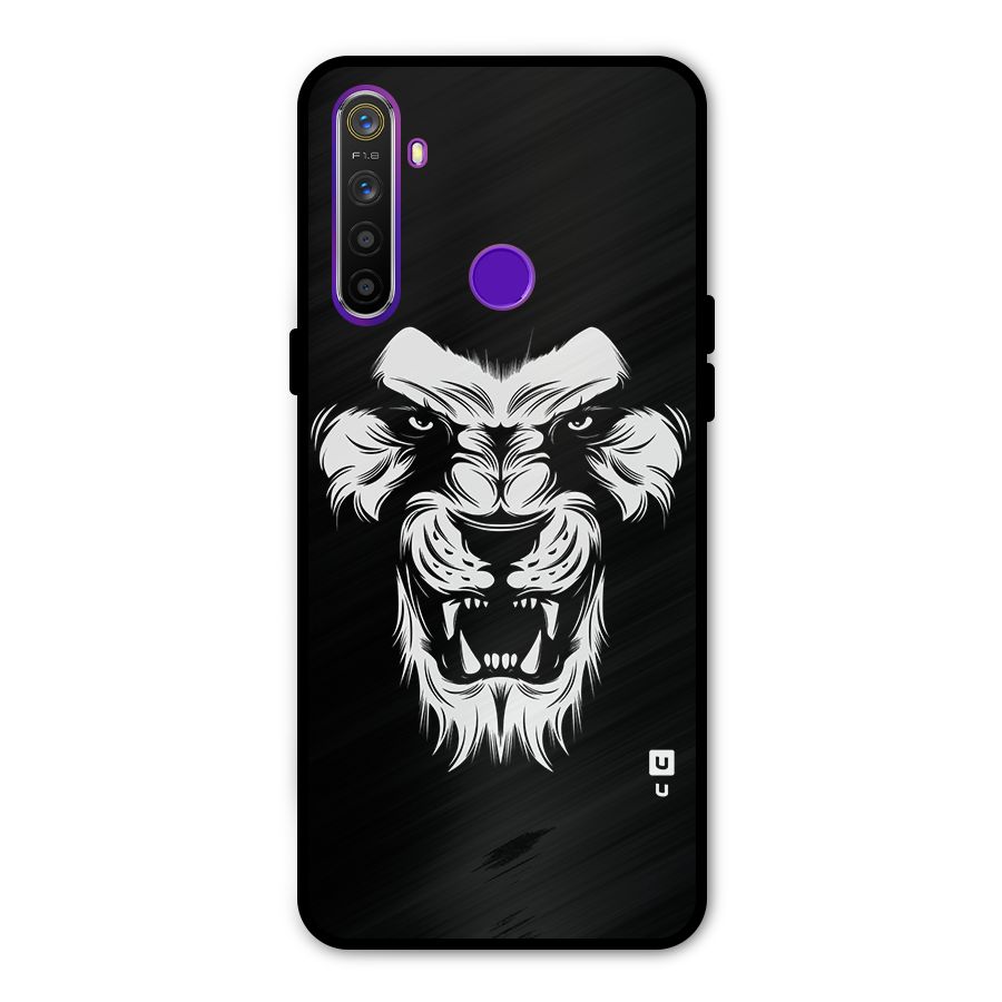 Fierce Lion Digital Art Metal Back Case for Realme 5