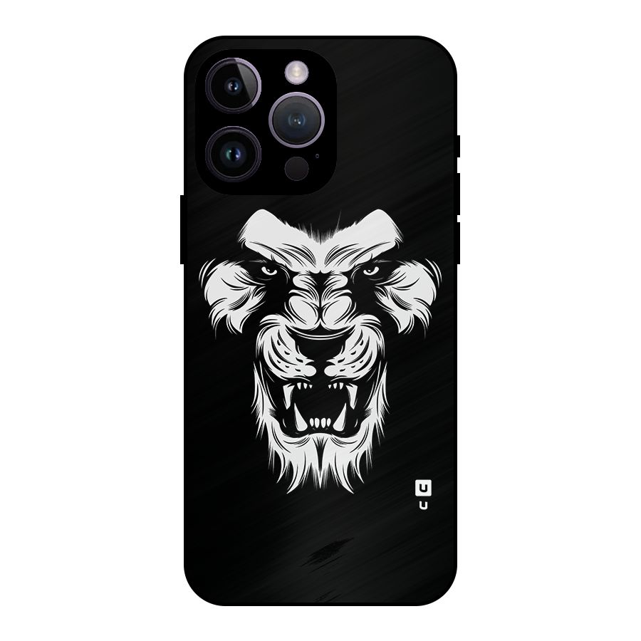 Fierce Lion Digital Art Metal Back Case for iPhone 14 Pro Max