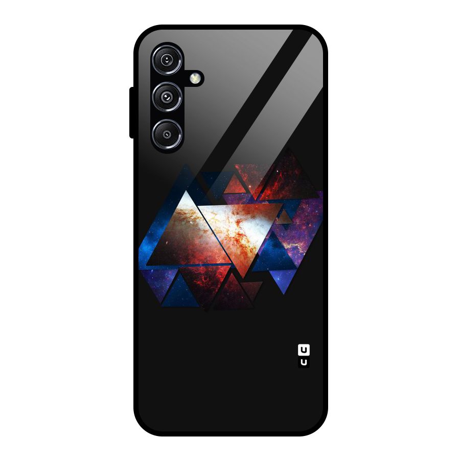 Fire Galaxy Triangles Glass Back Case for Galaxy M34 5G