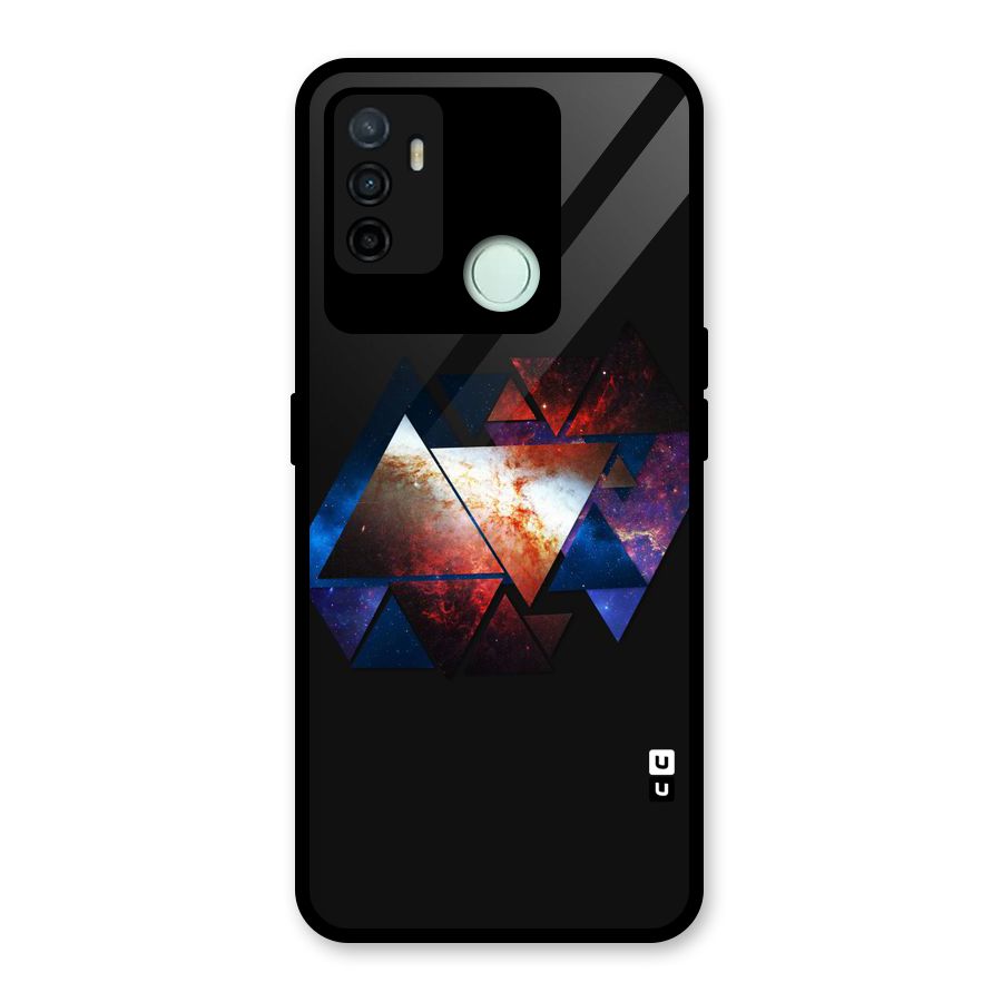 Fire Galaxy Triangles Glass Back Case for Oppo A53