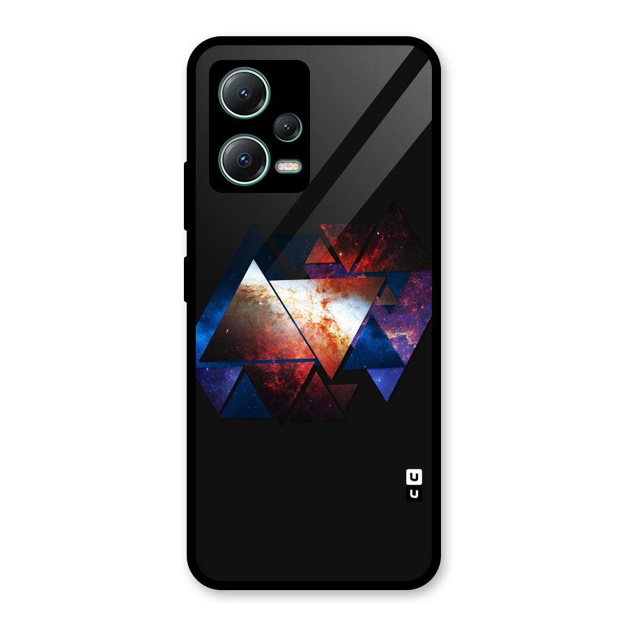 Fire Galaxy Triangles Glass Back Case for Poco X5