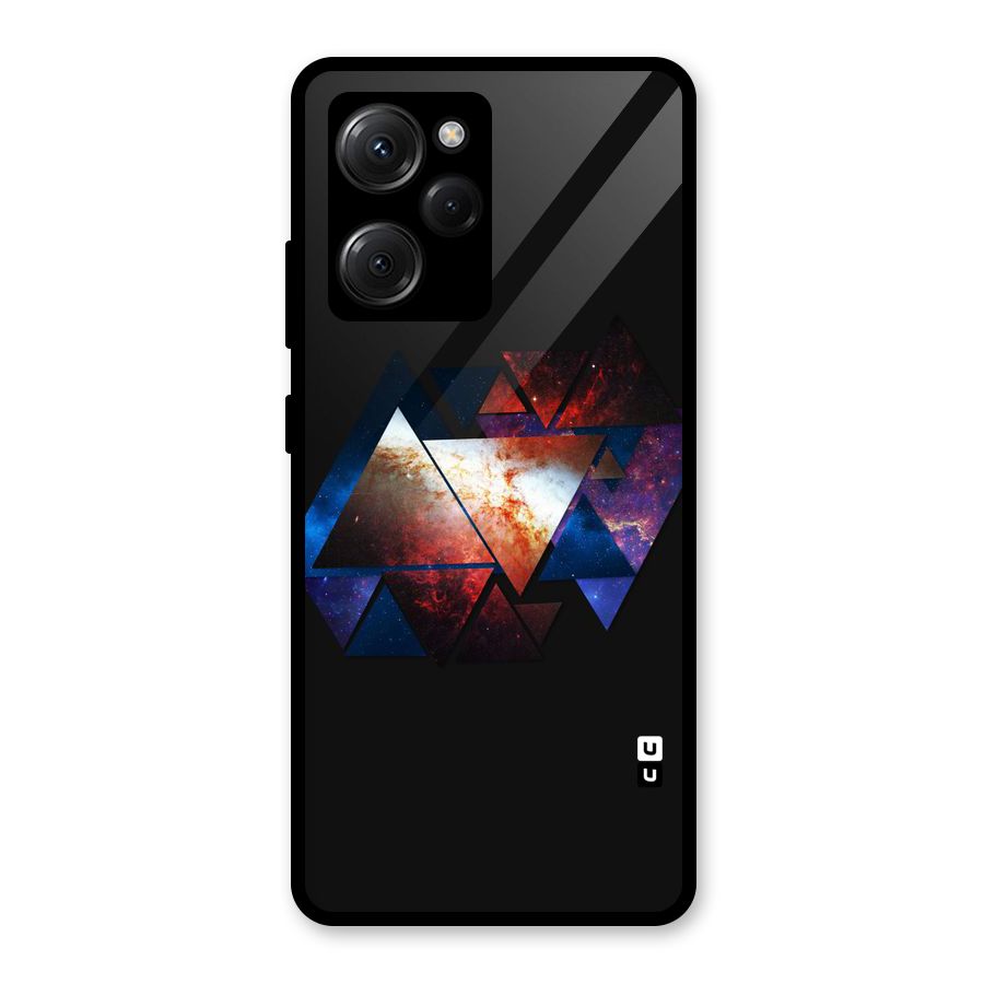 Fire Galaxy Triangles Glass Back Case for Poco X5 Pro