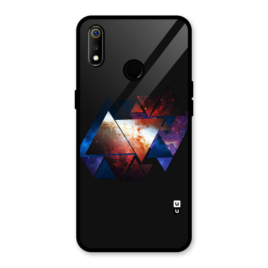 Fire Galaxy Triangles Glass Back Case for Realme 3
