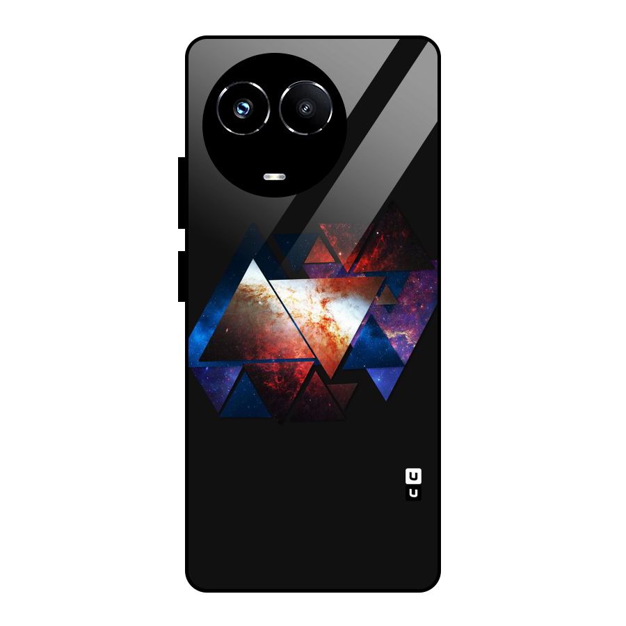 Fire Galaxy Triangles Glass Back Case for Realme Narzo 60X