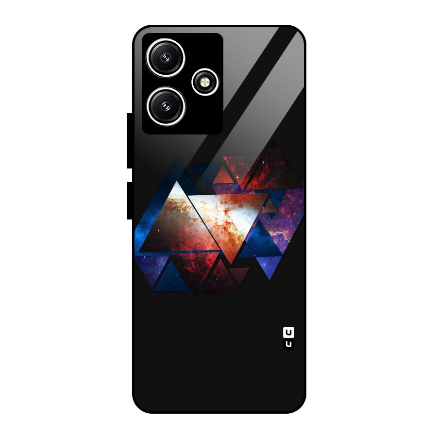 Fire Galaxy Triangles Glass Back Case for Redmi 12 5G