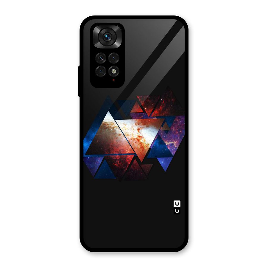 Fire Galaxy Triangles Glass Back Case for Redmi Note 11S