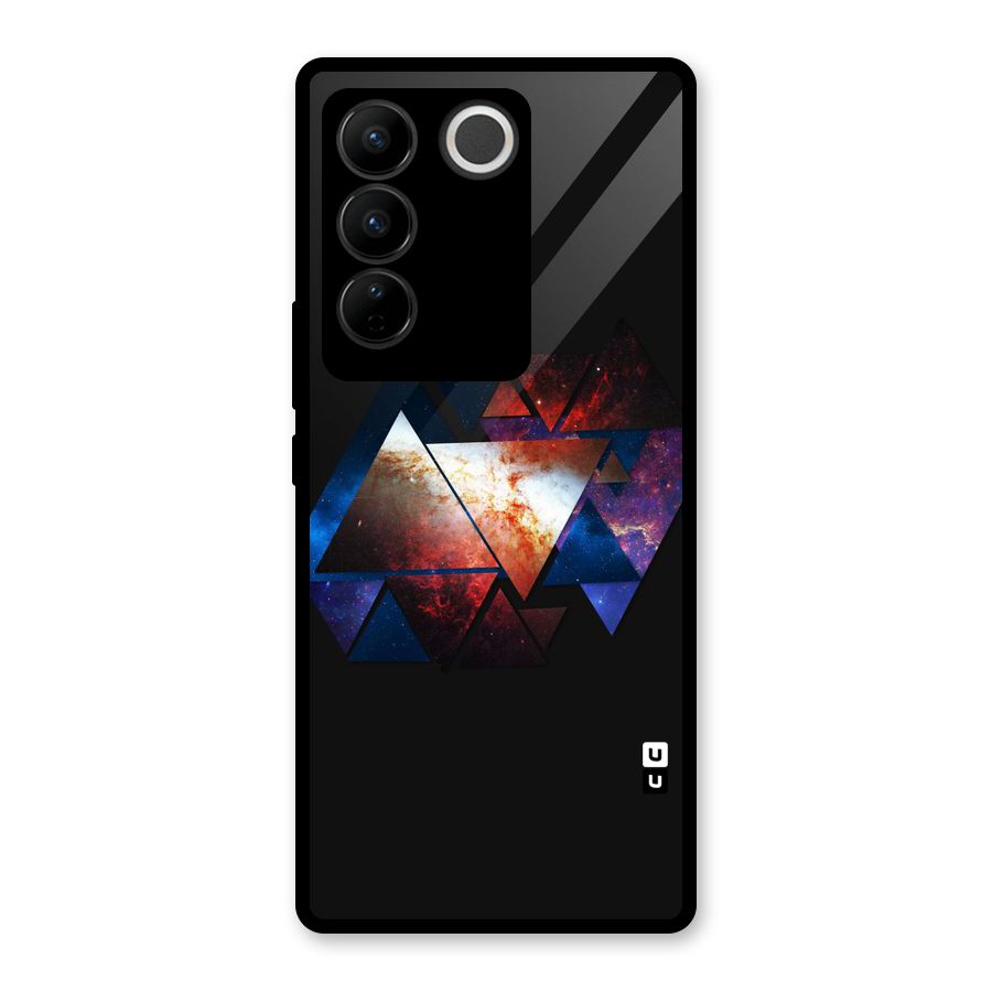 Fire Galaxy Triangles Glass Back Case for Vivo V27 Pro