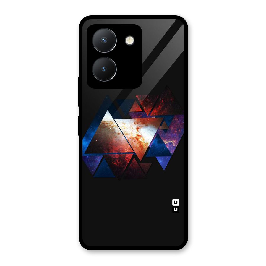 Fire Galaxy Triangles Glass Back Case for Vivo Y36