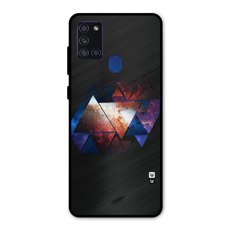 Fire Galaxy Triangles Metal Back Case for Galaxy A21s