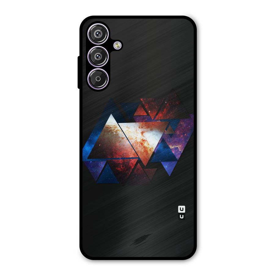 Fire Galaxy Triangles Metal Back Case for Galaxy M15