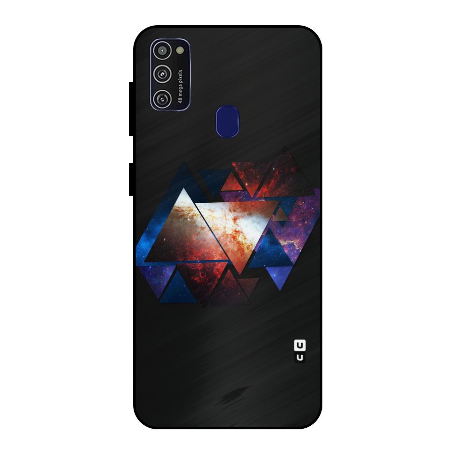 Fire Galaxy Triangles Metal Back Case for Galaxy M21